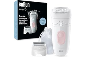 Braun Silk-épil 5 Depilatore Donna, Epilatore Elettrico Donna Per Una Epilazione Semplice, Wet & Dry, Pelle Liscia a Lungo, Con Testina Per Rasoio Donna, 5-030, Bianco/Rosa