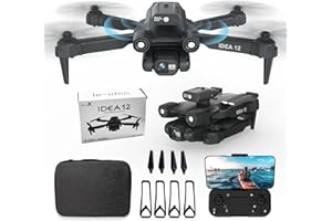 LE-IDEA IDEA12 Dron z Regulowaną Kamerą 1080P Drone, FPV RC Drone Quadcopter dla Początkujących i Dorosłych, 360° Active Obstacle Avoidance/Optical Stream Positioning, 360° Flips, 2 Baterie