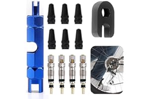 STARKVISTA Kit de Núcleos de Válvula Tubeless MTB 29 con Adaptadores y Llave Obus, Válvulas Universales para Bicicletas de Aleación de Aluminio y Latón, Compatible con Presta y Tubeless (12 Pcs)