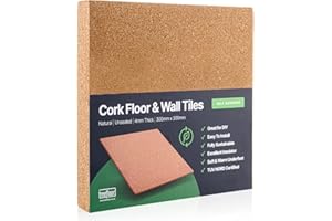 BOULDER DEVELOPMENTS LTD Boulder Developments Cork Tiles Self-Adhesive (0.81 sqm coverage) - Natural 300x300mm, Tiles | Great For Floors, Walls, DIY, Pin Boards & Craft Projects | acts as Sound Proofing & Insulation (Pack of 9)