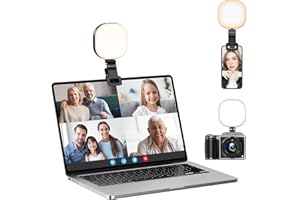 ATUMTEK LED Video Light Camera Light, Mini Selfie Light, Rechargeable Clip-on Light for Laptop, Tablet and Computer, Dimmable Fill Lamp for Conference/Zoom Call/Photography/Makeup/Picture, Black