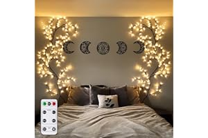 NEWNEN Willow Vine Twig Wall Lights: 144 LED Plug in Powered with Remote Control On/Off Timmer 5 Level Dimmable for Wall Indoor Bedroom Living Room Home Christmas Décor - 2 Pack Brown