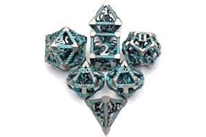 DND Würfel, Metall Spielwürfel Dungeons and Dragons Würfel Set HNCCESG Hohle 3D Cthulhu D&D Würfel Polyedrische Würfelset für Pathfinder MTG RPG DND Dice Set W20 W12 W10 W8 W6 W4 (Cthulhu Blau)