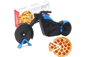MacroHu Tagliapizza Moto,Rotella Tagliapizza,Ruota Tagliapizza con Lama in Acciaio Inox & Corpo in plasticao,Cutter Professionale Cucina Casalinga e Ristorante,Regalo Creativo,con Cavalletto (Blu)