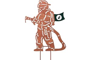 ‎VERDOBA VERDOBA Feuerwehrmann Gartendeko Rost - Feuerwehr Geschenke für draußen - Feuerwehr Deko mit Rostpatina - Deko Feuerwehr Gartenstecker - Rostdeko Gartendeko - Rostdeko für Garten, Balkon & Terrasse