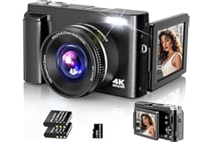 DULUVULU Digitalkamera,4K 48MP Fotokamera Autofokus mit 32G Karte, Vlogging Kamera mit 3 Zoll 180° Flip-Bildschirm und UV Linse,Kompaktkamera für Teenager Anfänger Erwachsene