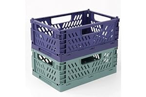 Spesh 2 Piezas Cajas Almacenaje Cocina Cajas Plegable Plastico Cesta Plegable para Armarios, Cajones, Estanterías(Azul+Verde oscuro, 22*15*9cm)