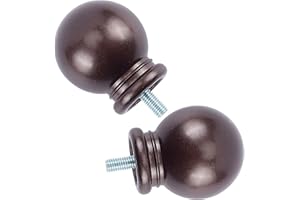 GORGECRAFT 2 PZ Rotonda Asta di Tenda Finali Tendaggi Pole Ball End Marrone di Ricambio Decorativo End Head Caps per Home Office 5/8 Pollici Bastone per Tenda