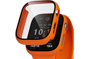 Linteker Apple Watch Series 9/8/7 Bumper Case with Screen Protector, 2 Pack Hard Case for Apple Watch 45mm, Shockproof Protective Cover for iWatch Series 9/8/7, Orange