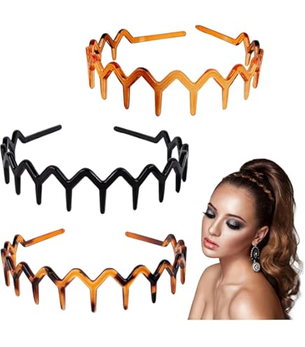6 Pcs Tooth Headband For Women Girls, Plastic Hair Bands Wavy