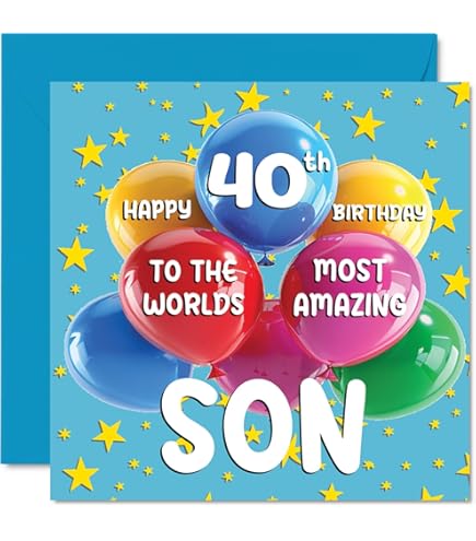 Carte D'anniversaire 40 Ans Pour Fils - Special Son - Motif Gâteau Et