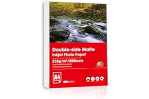 Inkuway A4 Double Sided Matte Inkjet Photo Paper - 230gsm 100 Sheets Inkjet Paper for Brochures,Photo Book Card,Inkjet Printable