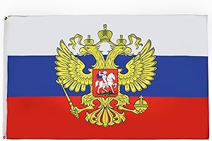 BANDIERA RUSSIA CON AQUILA 150x90cm - GRAN BANDIERA RUSSA CON STEMMA 90 x 150 cm Poliestere leggero - Bandiere - AZ FLAG