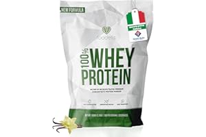 FOODELIS Proteine in Polvere 1 kg Vaniglia | Whey Protein con Aminoacidi Essenziali | Proteine per la Massa Muscolare ad Alta Solubilità | Proteine Whey Facilmente Digeribili | Materia Prima Italiana.