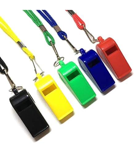 Lot De 8 Sifflets Avec Cordon – 7 En Plastique Coloré + 1 En Métal, Pour Coach, Arbitre, Secours, Sport