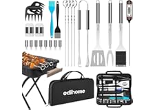 Edihome, Utensilios Barbacoa, Set Accesorios de 25 Piezas, Kit Profesional, Acero Inoxidable, Regalos Hombre, con Maletín Inc