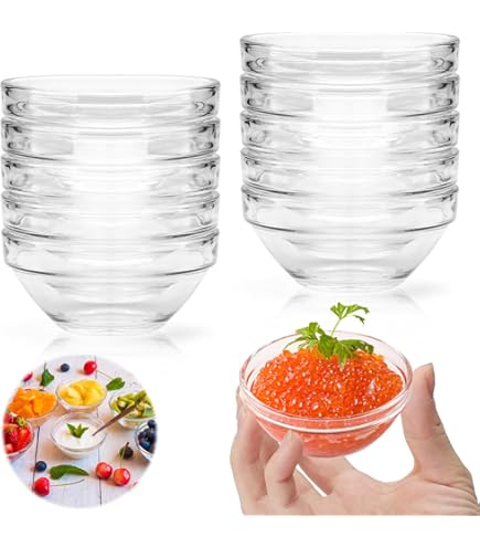 6-delige set dipschalen – glas of bamboe – mini schaaltjes voor ketchup, mayonaise, sauzen, dips, jam, honing, boter, snacks, noten, voorgerechten & desserts – kleine serveerschalen (Orgin-Mini-Oslo2