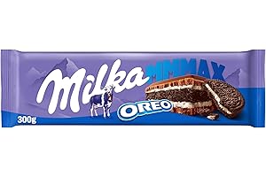 Milka MMMAX, Crema Oreo, Tavoletta di Cioccolato al Latte con Ripieno di Crema Oreo, 100% Latte Alpino, Cacao Sostenibile, 300g