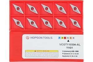 HOPSON TOOLS VCGT110304 Inserti Carburo Tungsteno per Alluminio,per Utensili Professionali CNC Tornitura,Lavorazione Leghe Leggere/Non Ferrosi,10 Pezzi