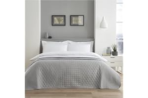 GC GAVENO CAVAILIA Pinsonic Quilted Bedspread Comforter, Lightweight Bed Spreads & Throws, Large Sofa Bed Covers, Silver, 150X200 Cm