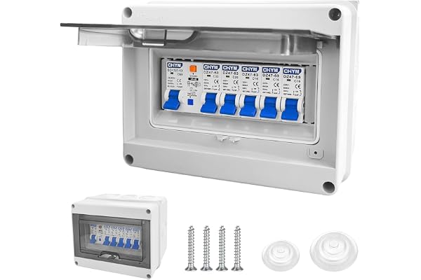 Coffret Electrique Etanche, Tableau Electrique avec Disjoncteur, Boite multiprise IP65 pour Caravanes/Garages/Ateliers/Villas, Bornier Electrique avec Disjoncteur 63A CA 3x16A + 20A + 32A