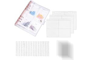 GUKASXI Diamond Painting Storage Book A5 Beads Storage Containers Diamond Painting Accessories Storage Binder with Pockets, 100 Self Sealing Bags Clear, 1 Number Stickers