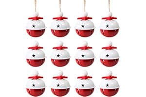 Naler 12 dzwoneczków ozdoby choinkowe czerwone białe obejmy dzwonki na Boże Narodzenie dekoracja choinkowa - 4 cm
