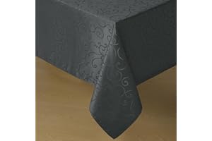 Romanstile Nappe lavable - 150 x 350 cm - Gris foncé - Rectangulaire - Jacquard damassé - Pour le salon, la table à manger, l'extérieur, un anniversaire, une fête, un hôtel