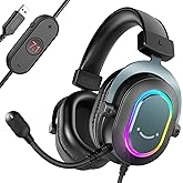 FIFINE Mikrofonlu PC Kablolu Kulaklıklar i&ccedil;in Oyun Kulaklığı-7.1 Surround Ses Bilgisayar Diz&uuml;st&uuml; Bilgisayar i&ccedil;in USB Kulaklık