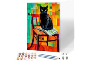 KEYIFA Chat Peinture par Numéros pour Adulte Avec Cadre, Kits de Peinture au Numéro avec Acrylique et Pinceaux, DIY Creatif Toile Painting à l'huile, Décoration de Maison 20x30cm