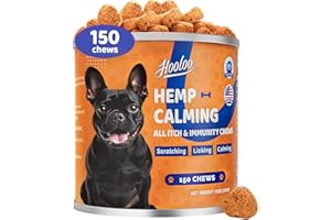 HOOLOO Calming Dog Treats with Itch Immunity for Dogs, Soothe Itchy Paws, Eyes, Ears, Skin | Stop Itching, Licking, Scratching | Reduce Stress, Fear, Barking - Supports Seasonal Itching, 150 Count