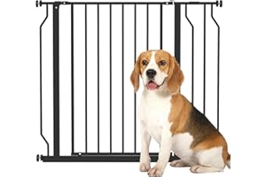 PawHut Cancelletto per Cani Estensibile 75-95 cm e Regolabile per Scale e Porte, Cancello per Cani Alto 76 cm in Acciaio e ABS, Nero