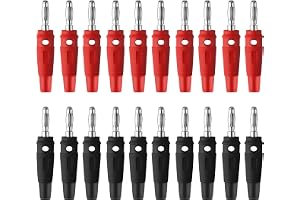 Zxglxinyao 20 stycken banankontakter 4 mm banankontakt högtalare kontakt | Banana Plugs högström adapter stapelbar skruv typ för kabelboxning slutsteg AV-mottagare stereo (svart +