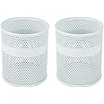 EasyPAG Mesh Desk Tidy Pen Pot Pencil Holder Makeup Brushes Storage Stationery Organiser,Pack of 2,White