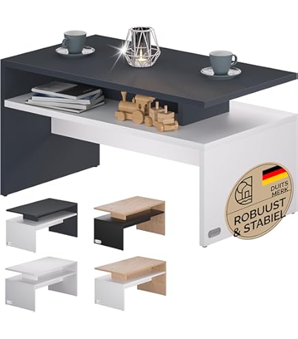 Hoogglans salontafel 100×50×35 cm - met LED-verlichting - 2 laden - 3