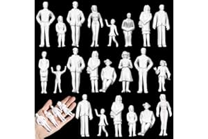 Namalu 50 pezzi Scala 1: 25 Personaggi in Miniatura per Modellismo Mini Figure Diorama Figurine di Persone Bianche Non Verniciate Modello in Scala Architettonica Modellini di Persone per Treno