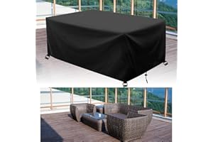 AJALGZ Housse Salon de Jardin 125x61cm Exterieur Impermeable Bâche de Protection Exterieur Table Coupe-Vent Anti-UV Résistant à la Déchirure Housse pour Mobilier De Jardin 125x61x74cm/LxlxH-Noir