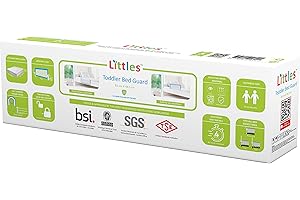 Littles Bed Guard Rail for Toddler, Child & Baby. Fits Single, Double Up to King Size Beds, Grey, 83 cm x 48.5 cm