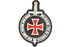 TS TACTICAL STORE Écusson PVC Chevaliers Templiers Bouclier Croisés Militaire Patch 3D PVC Scratch Hook Loop| Patch MILITAIRE broche emblème boucle de fermeture pour sacs à dos militaires airsoft TS-PTCH-TMP-SKD