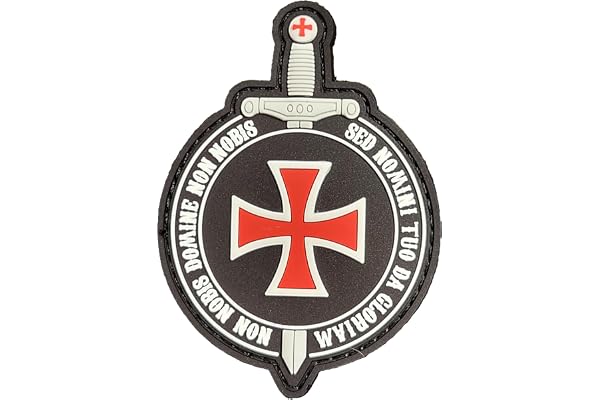 Écusson PVC Chevaliers Templiers Bouclier Croisés Militaire Patch 3D PVC Scratch Hook Loop| Patch MILITAIRE broche emblème boucle de fermeture pour sacs à dos militaires airsoft TS-PTCH-TMP-SKD
