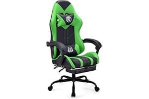 ‎PLAY HAHA play haha. Gaming Stuhl Bürostuhl Drehstuhl Computerstuhl Arbeitsstuhl Schreibtischstuhl Ergonomischer Stuhl Rennstuhl Lederstuhl PC Gaming Stuhl (Grün,mit Fußstütze)