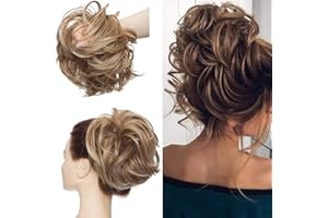 S-NOILITE XXL Hair Extensions Ponytail Coda di cavallo arricciata con coda di cavallo disordinata Updo con elastico elastico Updo Scrunchies sintetico per capelli per donna Castano chiaro a biondo cenere