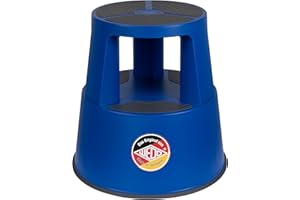 WEDO Super Step Tabouret à roulettes en Plastique incassable - Pied d'éléphant - Certifié TÜV GS - Fabriqué en Allemagne - Antidérapant - Hauteur : Environ 43 cm - Charge maximale : 150 kg - Bleu
