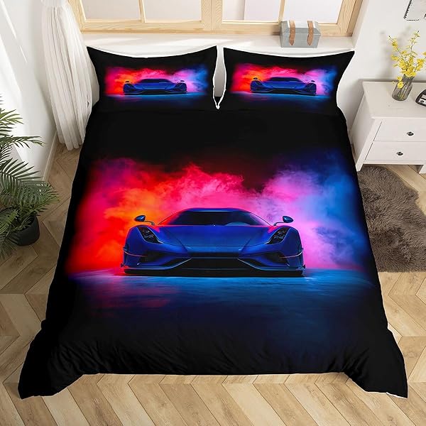 Race Car Bedding Set King Size for Boys Kids Teens Men Speed