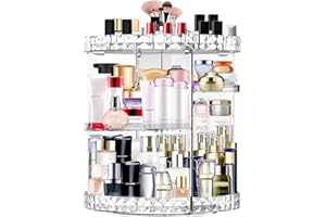 Miserwe Makeup Organiser 360 Degree Rotating 7 Adjustable Layers Large Capacity Cosmetic Organiser Transparent Make Up Organisers and Storage