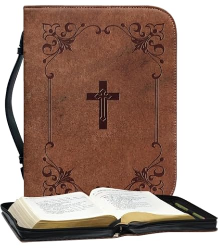 Housse De Protection Pour Bible Et Livres – Grand Format 29x21x6 Cm, Velours Côtelé, Bandoulière, Nombreuses Poches - 10