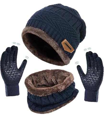 Enwokran Tricotés Ensemble D'hiver Bonnet écharpe Gants D