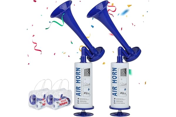 SUPAWAY Corne de stade Air Horn Klaxon de football Trompette d'air portable trompette d'ours de poche horn pour la sécurité maritime camping événements sportifs anniversaires célébrations, Blu-2Pcs