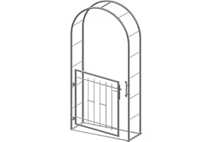 SIXONE Rosenbogen inkl. Gartentor Pallas verzinkt klein Türgriff Rundbogentor Komplett-Set 1090 x 2150 x 300 mm
