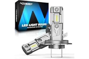 NOVSIGHT Bombilla H7 LED 60W 26000LM 6500K Canbus Lámparas LED H7 Coche Kits de Bombilla H7 para Faro Delantero, Diseño Mini Halógeno 1:1, No Requiere Adaptador, 2 Piezas